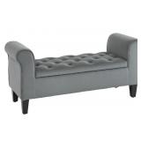 HOMCOM Button-Upholstered Ottoman Bench with Rolle