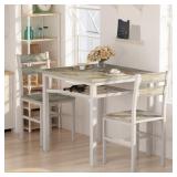 $144 3 Piece Dining Table Set For 2 With Built-In