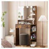 $112 *WHITE* Makeup Vanity Desk With Mirror And Li