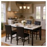 $245 5 Piece Dining Table Set For 4, Faux Marble K