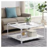 Hausfame Faux Marble Top Square Coffee Table Moder