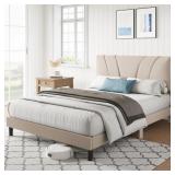$169 Nihal Upholstered Platform Bed with Adjustabl