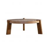 $420 Round Wood Coffee Table For Living Room, Rust