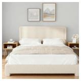 $165 Boucle Bed Frame, Upholstered Cloud Bed Frame