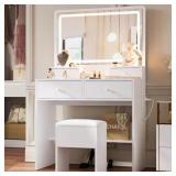 $125 White Makeup Vanity Desk with Lighted Mirror