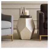 $130 19" Shell Handmade Side Accent Table Drum End
