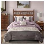 $126 Belle 7-Piece Purple Polyester Queen Comforte