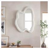 Asymmetrical Velvet Frame Wall Mirror - Cream - 38