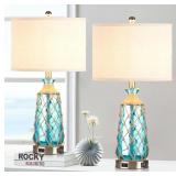 25.5' COASTAL GLASS TABLE LAMPS SET OF 2, 3-WAY DI