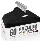 HOUSE DAY BLACK VELVET HANGERS 60 PACK, NON SLIP C