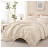 ANDENCY BEIGE COMFORTER SET QUEEN SIZE, 3 PIECES S