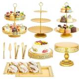 11 PCS GOLD CAKE STAND SET FOR WEDDING, DESSERT TA