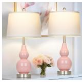 PINK CERAMIC LAMPS SET OF 2, 25' MODERN DOUBLE GOU