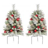 FLOCKED CHRISTMAS TREE 30 INCH PRELIT 2 SET PATHWA