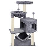YUNIQUE CAT TREE WITH CAT CONDO AND BIG HAMMOCK, G