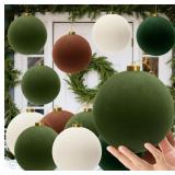 LILIFUL 12 PCS 6 INCH LARGE VELVET CHRISTMAS BALL