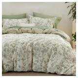 BEDSURE DUVET COVER 100% COTTON BOTANICAL GREEN WI