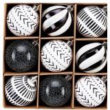 DECORBYHANNAH 9CT 2.36' BLACK/WHITE ORNAMENTS