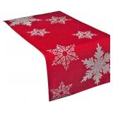 GLISTEN SNOWFLAKE EMBROIDERED CHRISTMAS TABLE RUNN