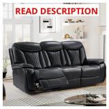 84' LEATHERETTE SOFA WITH DIAMOND STITCHING - POWE