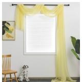 LIGHT YELLOW SHEER WINDOW SCARF VALANCE FOR WINDOW