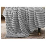 COZY WINTER COLLECTION TRHOW BLANKET -LIGHT GREY-