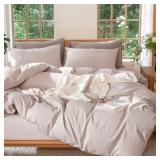WASHED COTTON LINEN LIKE TEXTURED DUVET COVER SET