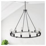$201 AIWEN 12-LIGHT BLACK INDUSTRIAL CHANDELIER