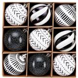DECORBYHANNAH 9CT 2.36' BLACK/WHITE ORNAMENTS
