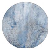 $335 8' ROUND IVORY BLUE AND GRAY ROUND ABSTRACT W