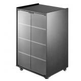 $106 5-TIER AV MEDIA STAND WITH WHEELS, WOODEN AUD