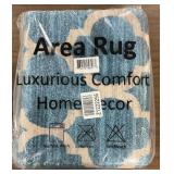 BLUE AND WHITE LUXURIOUS COMFORT AREA RUG