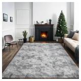 RECTANGLE ANTONIJE SHAG POLYESTER AREA RUG IN GRAY
