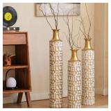 $120 METAL TALL FLOOR VASE WITH GOLDEN BLOSSOM VIN