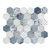 11.7' X 10.2' HEXAGON RECYCLED GLASS CEMENT LOOKS