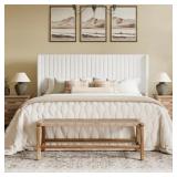 $150 CANDLER VELVET UPHOLSTERED PLATFORM BED WITH