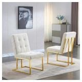 SET OF 2 DINING CHAIR STAINLESS STEEL BASE