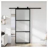 GLASS AND METAL PREFINISHED BARN DOOR WITH INSTALL