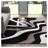 ALYTA ABSTRACT BLACK WHITE AREA RUG