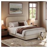 BOUCLE UPHOLSTERED PLATFORM BED FRAME