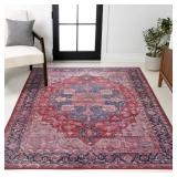 SAROK ORNATE MEDALLION MACHINE-WASHABLE RED/BLACK/