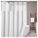 COTTON BLEND HONEYCOMB WAFFLE SHOWER CURTAIN WITH