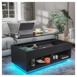 $133 CHAPPA LIFT TOP COFFEE TABLE WITH RGB LED LIG