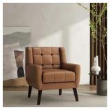 $174 JAQUEZE UPHOLSTERED FAUX LEATHER TUFTED SQUAR