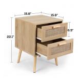SPURLIN RATTAN NIGHTSTAND WITH 2 STORAGE DRAWERS