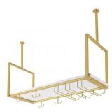 MAYRON 9 BOTTLE HANGING WINE BOTTLE & GLASS RACK