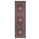 2'3'   7'6' GEETHA ORIENTAL RED/BLUE RUNNER RUG