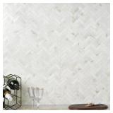 $103 POLAR WHITE 1' X 3' MARBLE HERRINGBONE MOSAIC
