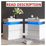 $197 BHHATU HIGH GLOSS LED NIGHTSTAND WITH CHARGIN