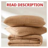 $130 *GRAY* LOGAN STONE WASHED COTTON QUILT 3PC SE